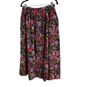 Liz sports Vintage 90s Midi Skirt Size8 Floral Pockets Colorful